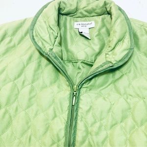 Kim Rogers Polyester Lime Green Petite Medium Quilted Jacket